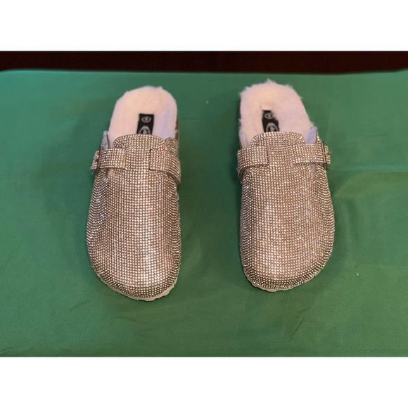 Adalina Silver rhinestone  fur lined mule Silver size 5 - Picture 5 of 5